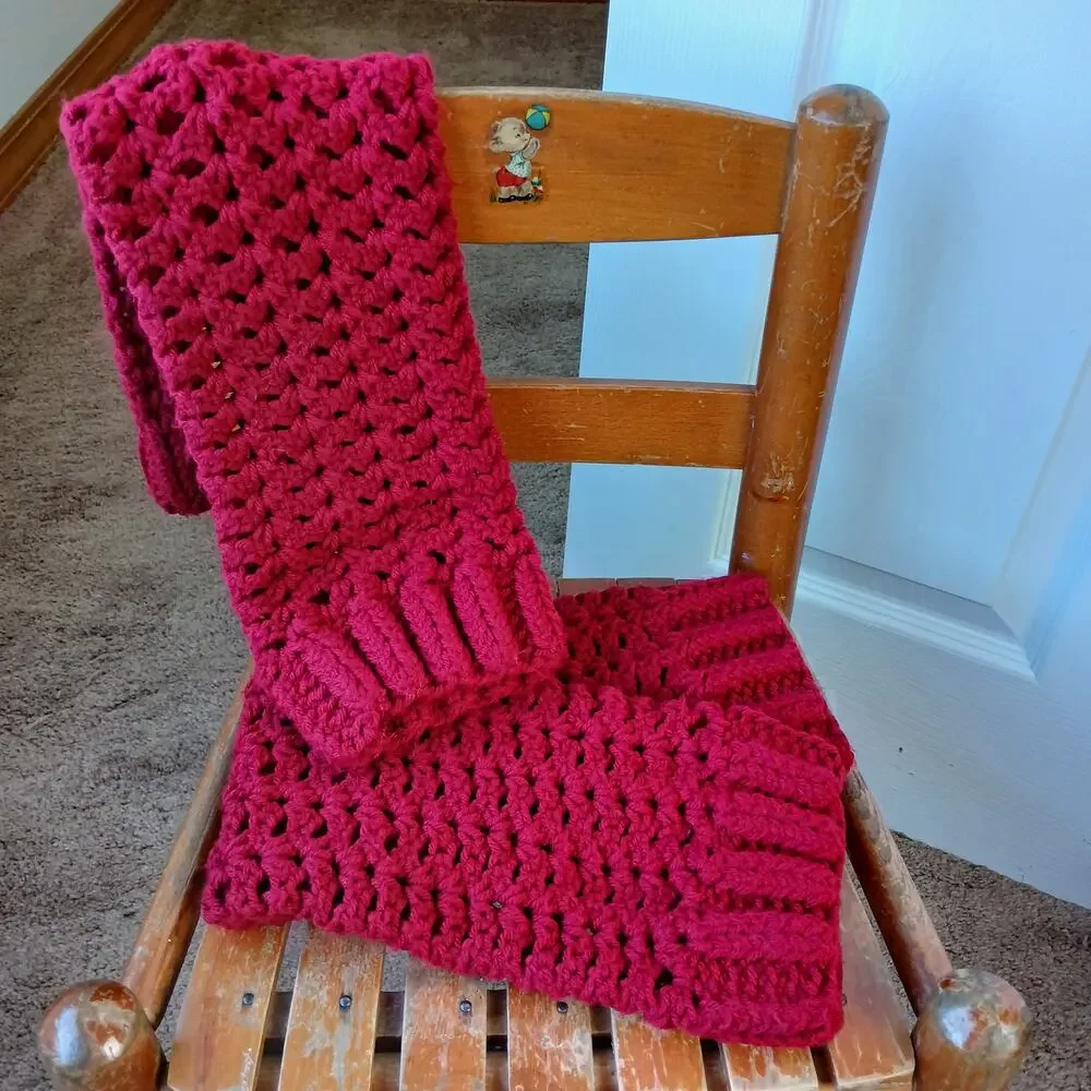 Cherry Red Leg Warmers OSFM crochet warm thick chunky over th knee dance premade